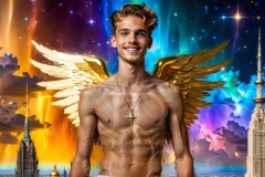 The Men of the Golden City is a collection of AI generated images of beautiful,glamorous,handsome guys in the heavens.