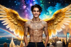 The Men of the Golden City is a collection of AI generated images of beautiful,glamorous,handsome guys in the heavens.