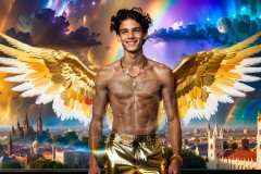 The Men of the Golden City is a collection of AI generated images of beautiful,glamorous,handsome guys in the heavens.