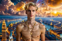 The Men of the Golden City is a collection of AI generated images of beautiful,glamorous,handsome guys in the heavens.