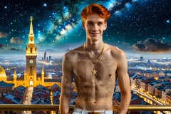 The Men of the Golden City is a collection of AI generated images of beautiful,glamorous,handsome guys in the heavens.