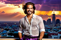 The Men of the Golden City is a collection of AI generated images of beautiful,glamorous,handsome guys in the heavens.