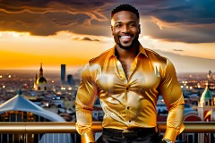 The Men of the Golden City is a collection of AI generated images of beautiful,glamorous,handsome guys in the heavens.
