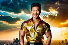 The Men of the Golden City is a collection of AI generated images of beautiful,glamorous,handsome guys in the heavens.