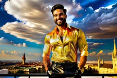 The Men of the Golden City is a collection of AI generated images of beautiful,glamorous,handsome guys in the heavens.