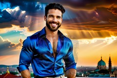 The Men of the Golden City is a collection of AI generated images of beautiful,glamorous,handsome guys in the heavens.
