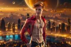 The Men of the Golden City is a collection of AI generated images of beautiful,glamorous,handsome guys in the heavens.