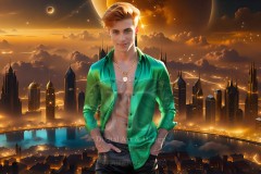 The Men of the Golden City is a collection of AI generated images of beautiful,glamorous,handsome guys in the heavens.