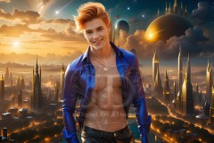 The Men of the Golden City is a collection of AI generated images of beautiful,glamorous,handsome guys in the heavens.