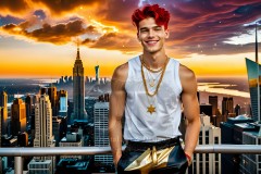 The Men of the Golden City is a collection of AI generated images of beautiful,glamorous,handsome guys in the heavens.