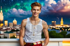 The Men of the Golden City is a collection of AI generated images of beautiful,glamorous,handsome guys in the heavens.