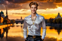 The Men of the Golden City is a collection of AI generated images of beautiful,glamorous,handsome guys in the heavens.