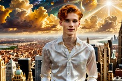 The Men of the Golden City is a collection of AI generated images of beautiful,glamorous,handsome guys in the heavens.