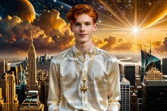 The Men of the Golden City is a collection of AI generated images of beautiful,glamorous,handsome guys in the heavens.