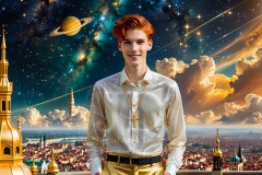 The Men of the Golden City is a collection of AI generated images of beautiful,glamorous,handsome guys in the heavens.
