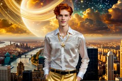 The Men of the Golden City is a collection of AI generated images of beautiful,glamorous,handsome guys in the heavens.