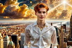 The Men of the Golden City is a collection of AI generated images of beautiful,glamorous,handsome guys in the heavens.