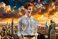The Men of the Golden City is a collection of AI generated images of beautiful,glamorous,handsome guys in the heavens.