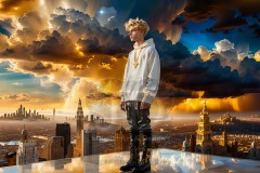 The Men of the Golden City is a collection of AI generated images of beautiful,glamorous,handsome guys in the heavens.