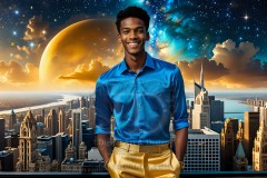 The Men of the Golden City is a collection of AI generated images of beautiful,glamorous,handsome guys in the heavens.