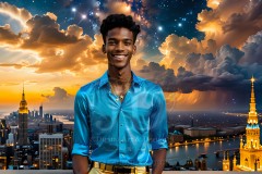 The Men of the Golden City is a collection of AI generated images of beautiful,glamorous,handsome guys in the heavens.