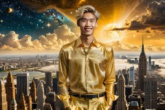 The Men of the Golden City is a collection of AI generated images of beautiful,glamorous,handsome guys in the heavens.