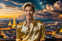 The Men of the Golden City is a collection of AI generated images of beautiful,glamorous,handsome guys in the heavens.