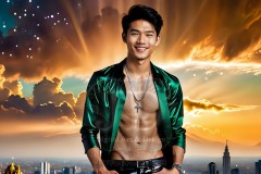 The Men of the Golden City is a collection of AI generated images of beautiful,glamorous,handsome guys in the heavens.