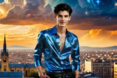 The Men of the Golden City is a collection of AI generated images of beautiful,glamorous,handsome guys in the heavens.