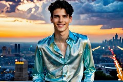The Men of the Golden City is a collection of AI generated images of beautiful,glamorous,handsome guys in the heavens.