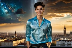The Men of the Golden City is a collection of AI generated images of beautiful,glamorous,handsome guys in the heavens.