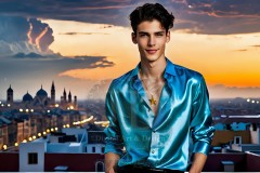 The Men of the Golden City is a collection of AI generated images of beautiful,glamorous,handsome guys in the heavens.
