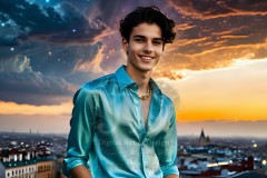 The Men of the Golden City is a collection of AI generated images of beautiful,glamorous,handsome guys in the heavens.