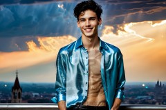 The Men of the Golden City is a collection of AI generated images of beautiful,glamorous,handsome guys in the heavens.