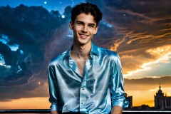 The Men of the Golden City is a collection of AI generated images of beautiful,glamorous,handsome guys in the heavens.