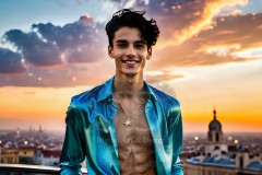 The Men of the Golden City is a collection of AI generated images of beautiful,glamorous,handsome guys in the heavens.