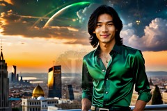 The Men of the Golden City is a collection of AI generated images of beautiful,glamorous,handsome guys in the heavens.