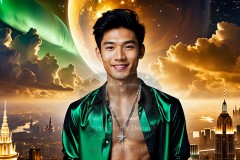 The Men of the Golden City is a collection of AI generated images of beautiful,glamorous,handsome guys in the heavens.