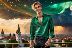 The Men of the Golden City is a collection of AI generated images of beautiful,glamorous,handsome guys in the heavens.